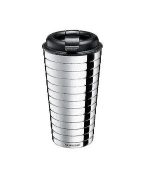 Nespresso Touch Collection Travel Mug in Silver Stainless Steel with Black Lid